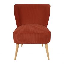 Fauteuil en Velours Côtelé Terracotta - Eleonor - Singulier