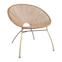 Fauteuil Naturel en Rotin et Fer Doré - Santorin - Côté Table
