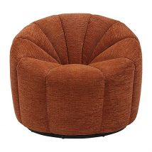 Fauteuil Pivotant en Tissu Terracotta - Kelvin - Singulier