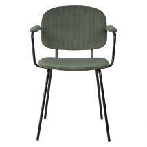 Chaise avec Accoudoirs en Velours Côtelé Vert Sapin - Aston - Zago