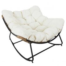 Fauteuil de Jardin à Bascule Coussin Beige -Tamia - Home Déco Factory
