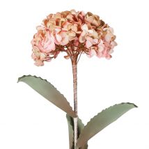 Fleur Artificielle Rose et Vert H74cm - Hortensia - Côté Table