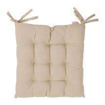 Galette de Chaise Carrée Beige en Coton - Comptoir de Famille