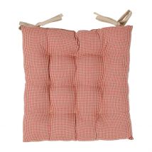 Galette de Chaise Carrée Rouge en Coton - Comptoir de Famille