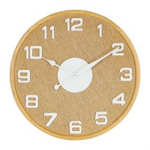 Horloge en Bambou Naturel et Blanc D60cm - Ladret - Comptoir de Famille