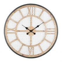 Horloge Murale Naturel et Fer Noir D72cm - Atelier - Comptoir de Famille