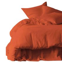 Housse de Couette en Coton Terre Brulée 260x240cm - Dili - Haomy