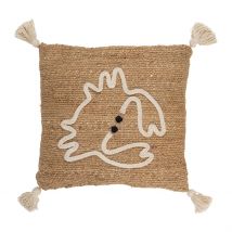 Housse de Coussin Crabe en Corde et Jute Naturel Blanc 45x45cm - Eté à La Mer - Jardin D'Ulysse