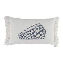 Housse de Coussin en Coton Cauri Bleu Marine 50x30cm - Bord de Mer - Côté Table