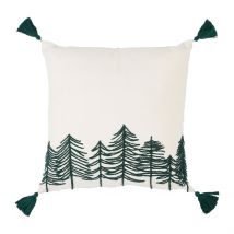 Housse de Coussin en Coton Ecru 45x45cm - Mon Sapin - Jardin D'Ulysse