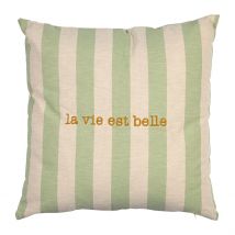 Housse de Coussin en Coton Vert 45x45cm - Famille - Jardin D'Ulysse