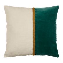 Housse de Coussin en Velours Coton Émeraude et Écru 45x45cm - Neo - SEMA Design