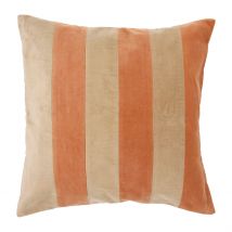 Housse de Coussin en Velours Coton Rayé Écru et Terracotta 45x45cm - Klosen - SEMA Design