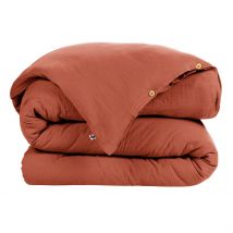Housse de Couette en Gaze de Coton Unie Terracotta 240x220cm - Gaia - L'effet Papillon