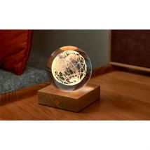 Lampe Boule de Cristal 3D Globe - Bois - Gingko