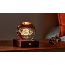 Lampe Boule de Cristal 3D Saturne - Bois - Gingko