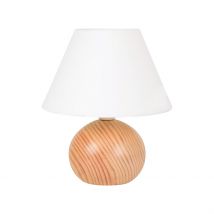 Lampe en Bois et Coton H24cm Blanc - Rondo - Corep
