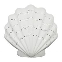 Lampe en Porcelaine Blanc H21.5cm - Coquillage - Jardin D'Ulysse