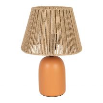 Lampe en Terre Cuite Terracotta Mate et Naturel H32cm - Nira - Terre Cuite, Corde Papier - SEMA Design