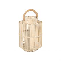 Lanterne en Fer et Osier Blanc H45cm - Pasil - Côté Table