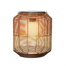 Lanterne Solaire en Résine Tressée Brun H28cm - Kaemingk