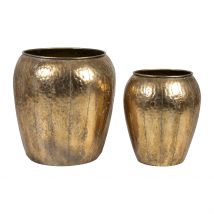 Lot de 2 Caches Pot en Fer Doré D48cm et D36cm - Baca - Côté Table