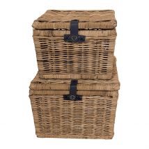 Lot de 2 Coffres Gigognes en Rotin Grisé - Java - Côté Table