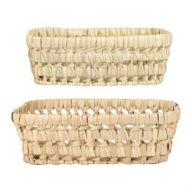 Lot de 2 Corbeilles en Feuille de Palmier Naturel 25x20xh10cm - Beezz - Jardin D'Ulysse