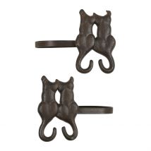 Lot de 2 Paires d'Embrasse Chat Accessoire Rideau en Fonte Brun - Comptoir de Famille