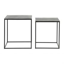 Table Basse Gigogne Carrée (lot de 2) en Aluminium et Fer Noir - Felia - Côté Table