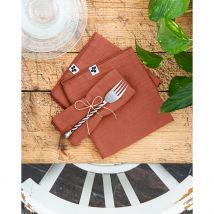 Lot de 3 Serviettes en Gaze de Coton Terracotta 40x40cm - Gaia - L'effet Papillon