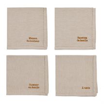 Lot de 4 Serviettes de Table en Coton 45x45cm - Famille - Jardin D'Ulysse