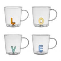 Lot de 4 Tasses à Thé Love en Verre Multicolore 35cl - Colorea - SEMA Design