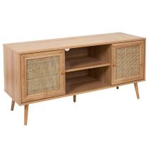 Meuble TV Naturel en Bois et Cannage L115cm - Baia - Home Déco Factory