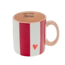 Mug Maman Rayé Rouge et Blanc en Porcelaine - Ella - Amadeus