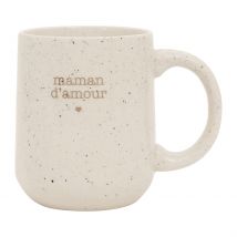 Mug Moucheté Maman en Grès Blanc 38cl - Beezz - Jardin D'Ulysse