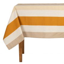 Nappe en Coton Écru et Orange 250x145cm - Famille - Jardin D'Ulysse