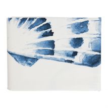 Nappe en Coton Enduit Blanc et Bleu 160x160cm - Bord de Mer - Côté Table