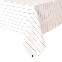 Nappe Rayée en Lin et Coton Blanc 160x160cm - Calvi II - Haomy