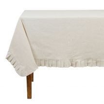 Nappe Rectangle Chambray Naturel 250x160cm en Coton et Flex - Comptoir de Famille