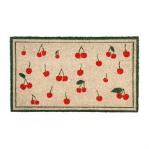 Paillasson Cerise en Coco Gris et Rouge 73x43 - Cerise - Comptoir de Famille