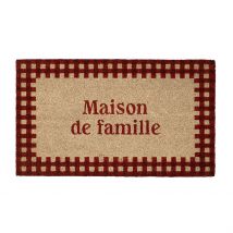 Paillasson Damier Naturel et Rouge 73x43cm en Coco - La Campagne - Comptoir de Famille