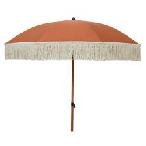 Parasol Terracotta avec Frange en Coton Beige D200xh210cm - Kaemingk