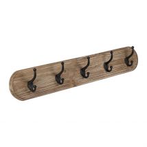Patère 5 Crochets en Sapin et Métal Naturel L85cm - Trappeur - Côté Table