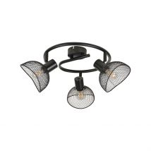 Plafonnier 3 Lumières en Metal H18cm Mat Noir - Iris - Corep