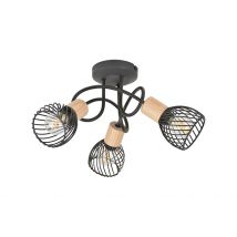 Plafonnier 3 Lumières en Metal H21 Cm Mat Noir - Kento - Corep