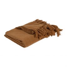 Plaid avec Franges en Tissu Camel 150x130cm - Klosen - SEMA Design