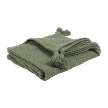 Plaid en Coton Vert 170x130cm - Beezz - Jardin D'Ulysse