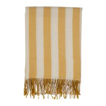 Plaid en Tissu Rayé Jaune et Écru 170x130cm - Medi - SEMA Design