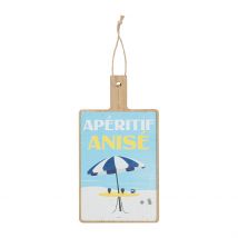 Planche à Découper Plage en Panneau de Bois Bleu et Jaune14x26 - Pastis - Natives